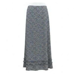 Vintage 100% Silk Ditsy Floral Maxi‎ Skirt  Size 14 Ruffle Boho Romantic Y2K